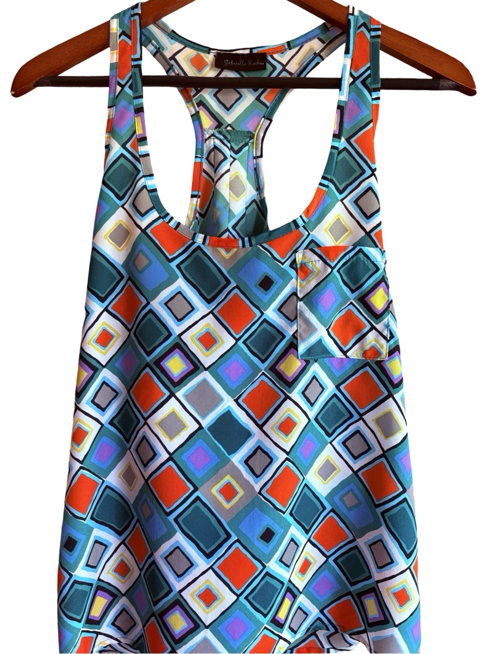 Gabriella Rocha Multi Color Boho Geometric Pocket Tank Top Small - Picture 3 of 16
